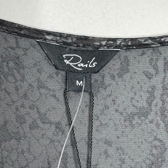 Rails Black Marble Print Long Sleeve Midi Dress Size M Women's NEW - Picture 5 of 10